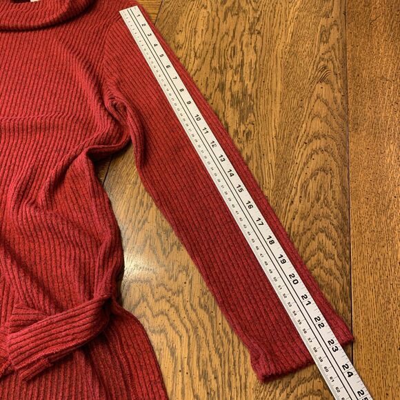 Chico’s Zenergy Sz 1 US 8/10 Sweater Ribbed Cowl Neck Red/Black Heather Tunic - Picture 10 of 10